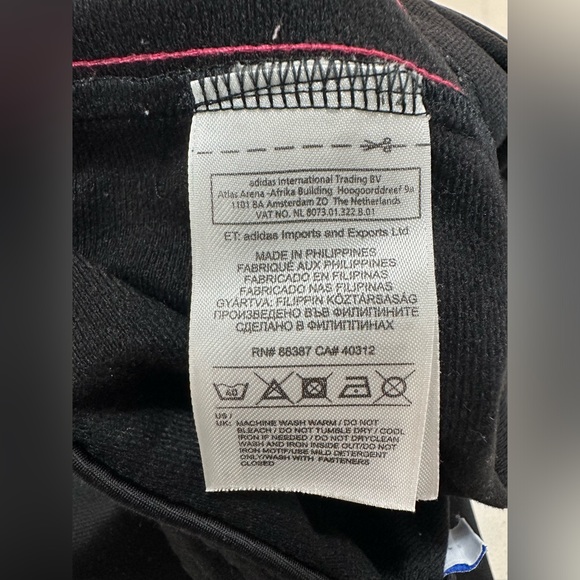 Adidas zip ankle trefoil EUC black pink blue track pants athletic sweatpants - Picture 2 of 12